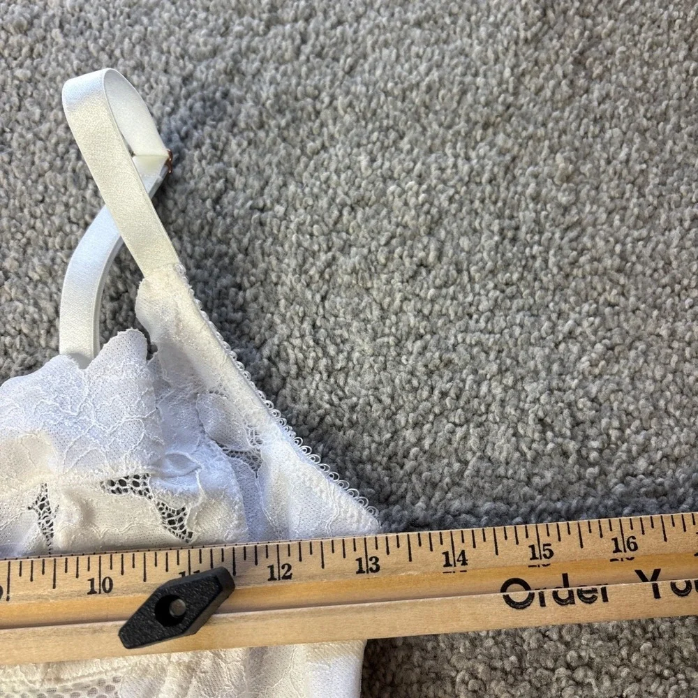 Savage X Fenty corset top womens small White Floral Lace Mesh Longline Bralette - Picture 14 of 14